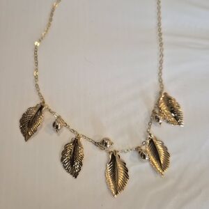 Ross-Simons 14K Gold Leaf and Bead Necklace New